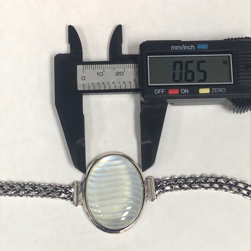 Carved Opalite Silver Bracelet - image 8